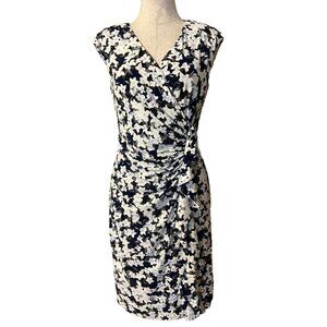 American Living Ralph Lauren Dress 10 Blue Black White Stretch Washable NEW
